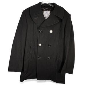 US Navy Men's DSCP Quarterdeck Collection Wool Pea Coat Overcoat Size 42XL Black